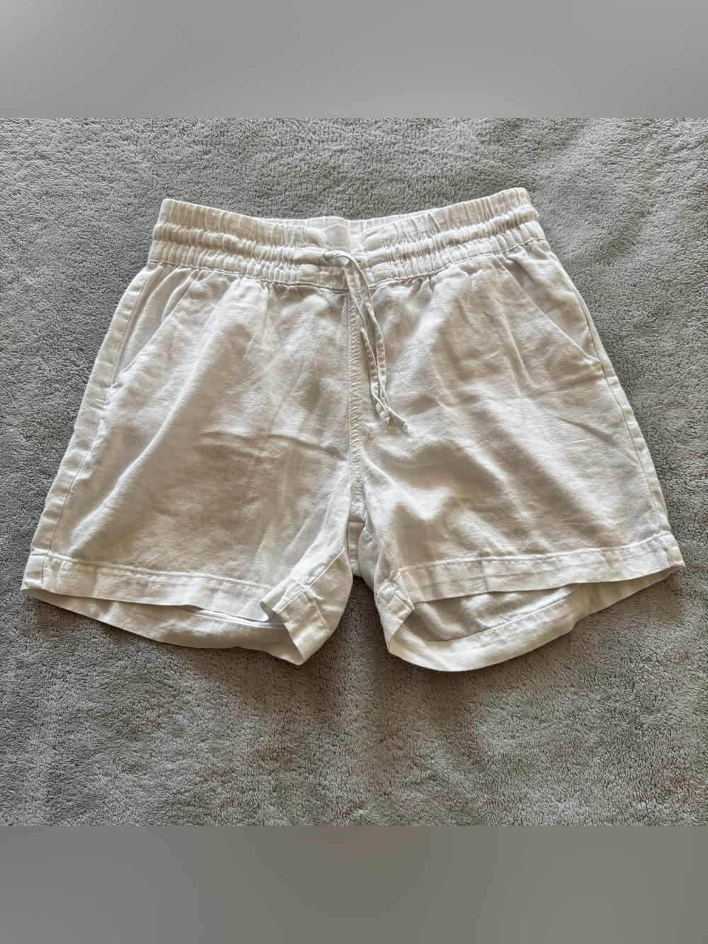 Mountain Warehouse White Linen Drawstring Shorts Women's US 4 UK 8 Casual Summer